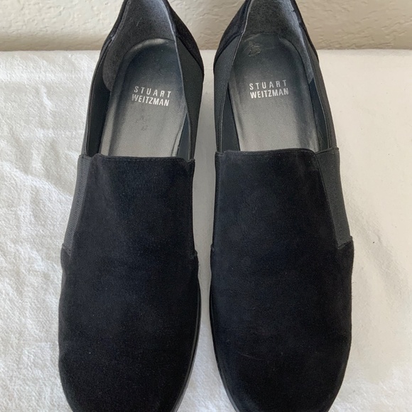 Stuart Weitzman Leather Shoes Suede Wedge Black Size 8.5 - Picture 2 of 13